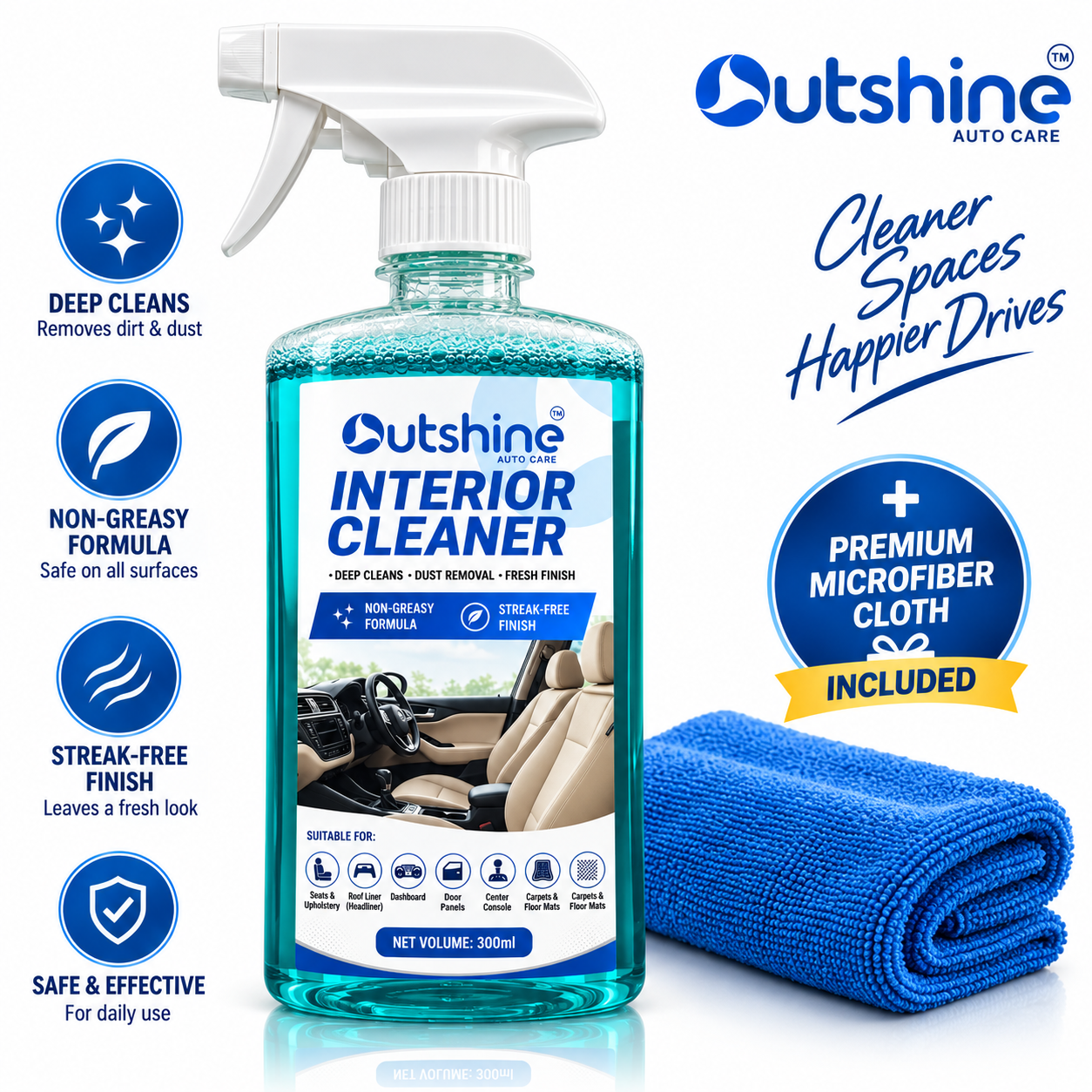 Interior & Upholstery Cleaner with microfiber cloth – 250ml - Image 4